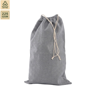 Custom 225GSM Recycled Cotton <b>Drawstring</b> <b>Backpack</b> Bag 36x56cm Grey Large Reusable Storage Gift Packaging Pouch with Logo Print - Product Image 2