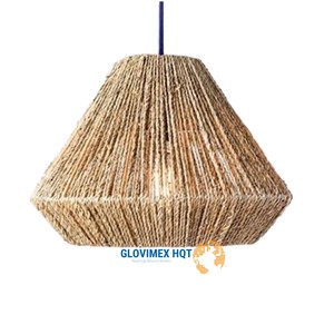 Abat-jour rustique en jonc de mer Vietrustic, disponible en OEM, fait main, rond, pour suspension, taille et couleur personnalisables - Product Image 1