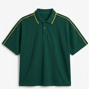 Polo de hombre al por mayor con hombros caídos, ribete en contraste personalizado, estilo oversize - Product Image 3