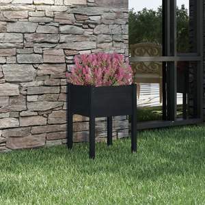 Jardinière carrée en pin massif noir, durable, de taille moyenne, pots et jardinières résistants - Product Image 1