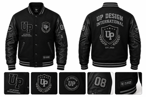 แจ็คเก็ตวาร์ซิตี้สีดำล้วนสำหรับผู้ชาย ตัวเสื้อทำจากผ้าขนสัตว์ แขนเสื้อทำจากหนัง PU ปักลายตัวอักษรแบบ Letterman สไตล์เบสบอล บอมเบอร์ เหมาะสำหรับฤดูหนาว คุณภาพสูง รับผลิตแบบ OEM - Product Image 4