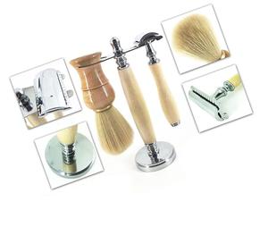 Kit de Rasage Professionnel pour Hommes avec Brosse à Barbe en Poils Synthétiques, Léger, en Cuir, Très Vendu - Product Image 1