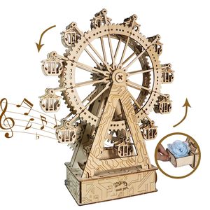 Puzzle 3D in Legno Ruota Panoramica con Carillon, Kit Modello Fai da Te per Regali di Natale, Compleanni e Festività - 'You Are My' - Product Image 3