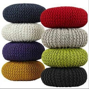 Cotton Knitted Pouf Living Room Furniture Contemporary Knitted Pouf Floor <b>Cushions</b> <b>Stool</b> & Ottoman Modern Home Carton Box - Product Image 6