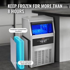 Attrezzatura commerciale da cucina 110V macchina automatica per fabbricare il ghiaccio in acciaio inossidabile da 33 libbre, il contenitore include il tubo di collegamento del filtro dell'acqua - Product Image 5