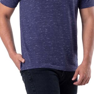 T-shirt décontracté à col rond en coton respirant bleu marine avec logo personnalisé, coupe classique, pour hommes et femmes, manches courtes, idéal pour l'été, à usage unique - Product Image 3
