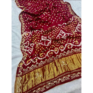 Sari indien de soirée Bandhani avec travail Gotapatti - Product Image 1