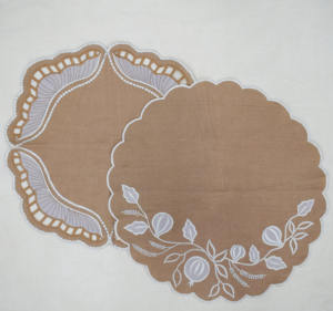 Custom Embroidered Linen Napkin Scalloped Edge Natural Flax Linen <b>Table</b> Luxury Handmade <b>Dining</b> <b>Table</b> Linen Wedding Decoration - Product Image 5