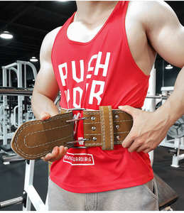 Ceinture de musculation ajustable en cuir naturel avec boucle de fermeture, personnalisable (couleur/logo), pour protection et fitness, blanche - Product Image 3