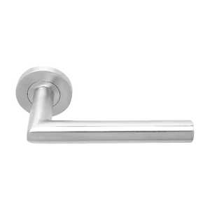 Poignée de porte en acier inoxydable sur plaque de support, moderne, avec serrure à mortaise et trou de serrure - Product Image 2