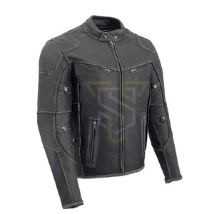 Veste de motard en cuir véritable pour homme, haute qualité, tissu tricoté respirant, teinture unie légère, style urbain hiver, meilleur prix - Product Image 3