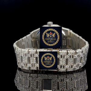 Reloj de Lujo con Incrustaciones de Moissanita Imperial Jewels, Estilo Deportivo Antiguo, Movimiento de Cuarzo, Acero Inoxidable, GPS, Fecha Automática, Unisex, Edición Limitada - Product Image 2