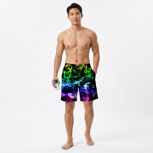 Shorts de Baño Casuales para Hombre, de Secado Rápido, Cintura Media, con Cordón, Estampado de Humo Colorido, Sublimados, de Poliéster - Product Image 2