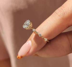 Anillo de Compromiso de Lujo con Moissanita de Corte Cojín de 1 Quilate, Oro Sólido de 10k, 14k, 18k, Sin Níquel, Sin Plomo, Diamante Clásico Creado en Laboratorio - Product Image 4