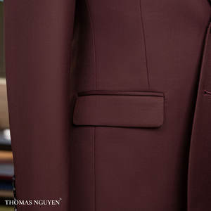 Costume de luxe pour homme bordeaux - Ensemble 2 pièces sur mesure (veste et pantalon) |   Collection de couleurs naturelles |   Vietnam - Product Image 3