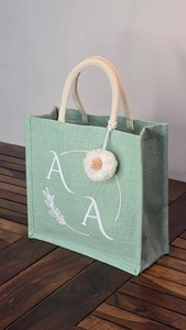 Wholesale Eco Friendly Jute Geometric Pattern Fashion <b>Extra</b> <b>Large</b> Waterproof Shopping Bag Custom OEM Logo <b>Printing</b> for Party Use - Product Image 4