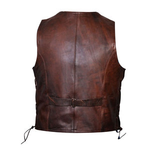 Chaleco de Cuero Marrón Claro con Cuello en V, Prenda Exterior Informal Transpirable para Invierno, Servicio OEM Disponible - Product Image 2