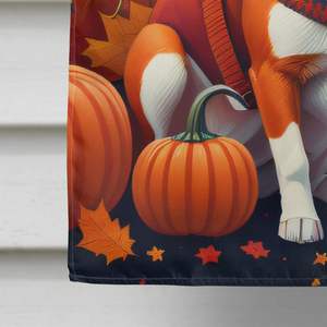Grand porche décoratif cour bannière oeuvre multicolore rouge Basenji automne maison drapeau sur une manche pôle tenture murale en polyester - Product Image 4