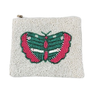 Hand made beautiful hand embroidery <b>butterfly</b> multi color coin pouch and color customized choise with mini zipper bag - Product Image 3