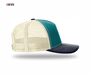 Custom Trucker <b>Hat</b> 5-Panel Mesh Breathable Adjustable Unisex Casual Spring Summer Adult Green Beige <b>Navy</b> - Product Image 4