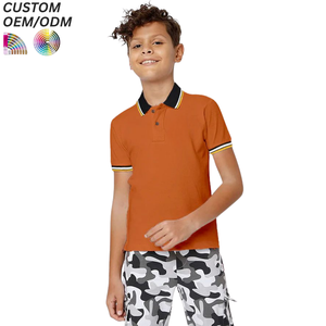 Children's Casual Short Sleeve Knitted Polo Shirt with Plain Collar Cotton Unisex School Uniform for Boys and Girls - Product Image 1