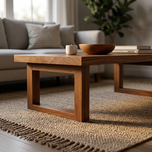 Table basse artisanale en bois de noyer massif, design rustique moderne, pour salon, bureau à domicile, mobilier de salon - Product Image 5