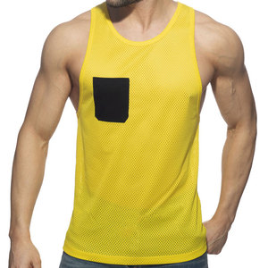 Camiseta sin mangas de malla personalizada de alta calidad, ligera para el verano, con diseño de bolsillo frontal, color personalizado, nuevo diseño. - Product Image 4