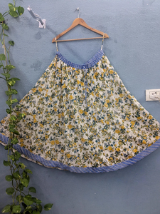 Ethnic Women's <b>Summer</b> Dress Hand Block Printed Cotton <b>Long</b> Maxi <b>Skirt</b> with Elastic Waist Breathable Sustainable Casual Style - Product Image 2