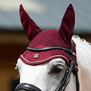 Bonnet d'oreille pour cheval en maille personnalisé avec garniture en strass, noir, respirant, équipement d'équitation - Product Image 2