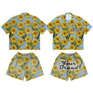 ชุดเซ็ตฤดูร้อนลายดอกพิมพ์เต็มตัว ดีไซน์ทันสมัย คุณภาพพรีเมียม รับสกรีนโลโก้ สไตล์สตรีทแวร์ Y2K ฮิปฮอป วินเทจ ชุดชายหาด - Product Image 1