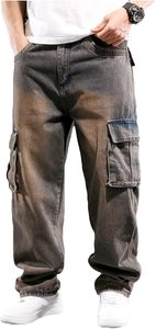 Anti-pilling New Design Reasonable Prices Of Custom Logo Casual wear Light Blue Men Cargo Jeans High Quality Multi <b>Pocket</b> Style - Product Image 3