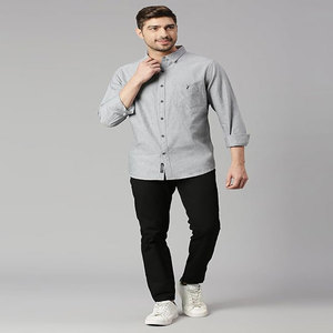 Polo Formal de Poliéster con Estampado Personalizado para Hombre, Camisa de Manga Larga con Cuello Vertical a Rayas Completas, Estilo Vintage para Oficina y Negocios - Product Image 1