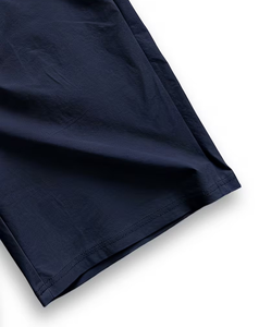 Men's Navy Blue Solid Color Quick Dry Elastic Waist Lace Front Logo Bermuda Shorts Casual Mid Waist Polyester Fabric - Product Image 6