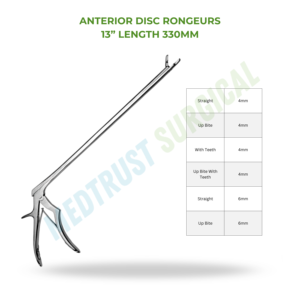 Rongeurs discaires antérieurs 13 pouces 330 mm, instrument chirurgical de colonne vertébrale, à morsure droite avec dents de 4 mm et 6 mm - Product Image 2