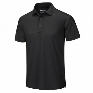 เสื้อโปโลแขนสั้นสีดำสำหรับผู้ชาย แห้งเร็ว ผ้าถัก ทรงลำลอง ใส่สบาย - Product Image 2
