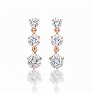 Elegantes Pendientes de Diamantes de Corte Brillante Cultivados en Laboratorio de 1.20 Ct, Oro de 14K, Tres Piedras, 3 Puntas, Joyería Fina, Regalo para Fiesta - Product Image 4