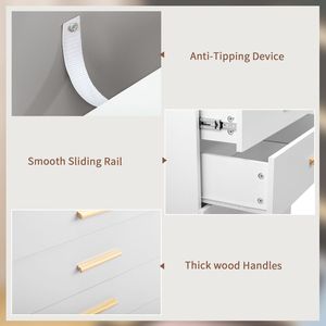 Comodino con Luce LED Bianca, Cassettiera a Tre Cassetti in Truciolato di Legno - Product Image 4