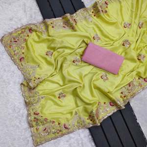 Sari con Bordado Multicapa y Lentejuelas, Vestido de Fiesta y Trabajo con Codificación Intrincada - Product Image 5