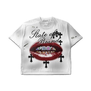 Camiseta Vintage Gótica con Estampado Religioso, Efecto Desgastado y Agujeros Multipanel para Hombre y Mujer, Oversize, Estilo Urbano TAHAD - Product Image 2