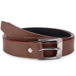 Cinturón informal de cuero de vaca de grano completo sólido de alta calidad para hombre con costuras de borde fuerte y hebilla de latón niquelado - Product Image 6