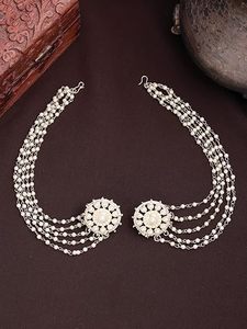 Pendientes elegantes con borlas de perlas chapadas en oro para mujer, joyería clásica de estilo Bollywood para fiesta de boda - Product Image 2