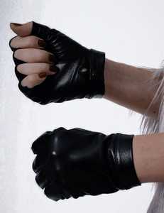 Fingerless Leather women's fashion gloves - Product Image 1
