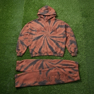 ชุดเซ็ตฮู้ดดี้และกางเกงขายาวสีดำลายไทไดสำหรับผู้ชาย เสื้อฮู้ดซิป มีฮู้ด กางเกงขายาวทรงกว้าง ชุดวอร์มสองชิ้น - Product Image 5