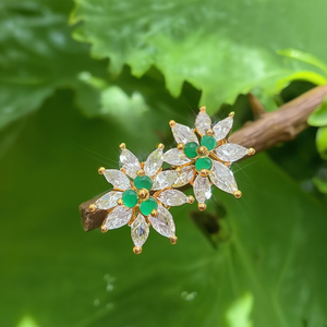Fashion Drop Earrings Floral Stud Design - Product Image 3