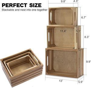 Juego de Cajas de Madera Apilables para Almacenamiento, Caja de Almacenamiento de Madera de Acacia, Contenedor para Frutas y Verduras, Organizador de Cocina, Despensa y Encimera - Product Image 6