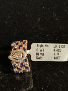 Wholesale 14K <b>Gold</b> Blue Stone <b>Ring</b> with Diamond Look CZ Setting Fine Jewelry for B2B Women Buyers - Product Image 4
