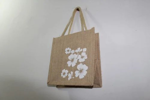 Bolsa de compras reutilizable de yute mediana con logotipo personalizado Mango de cuerda resistente Ecológico para embalaje de regalos - Product Image 5