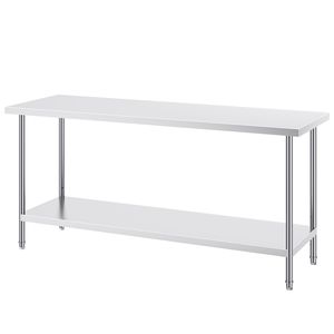 Tavolo da Lavoro in Acciaio Inox Resistente 24 X 72 X 34 Pollici, Capacità di Carico 880 Libbre, con 3 Livelli di Altezza Regolabili e Lavello - Product Image 1