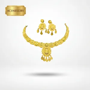 24K Gold Plated Elegant <b>Charm</b> Necklace Indian Style African Wedding Jewelry Wholesale Fashion Jewelry - Product Image 2