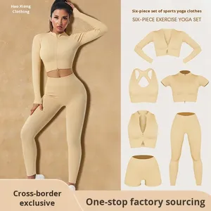 Fitness Yoga Wear Custom Logo Breathable Nylon Spandex <b>2</b>-<b>Piece</b> Scrunch Butt Lift Leggings Ribbed Bra Crop Top Women Workout <b>Set</b> - Product Image 2